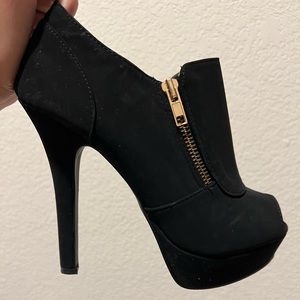 Qupid Black Nubuck Peep Toe stiletto